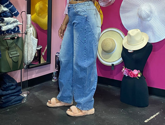 BLUE WIDE LEG DENIM JEANS
