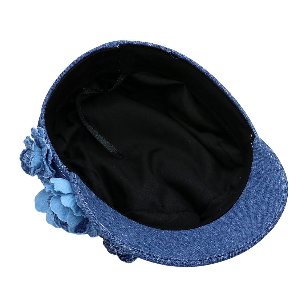 Flower Denim Beret Hat