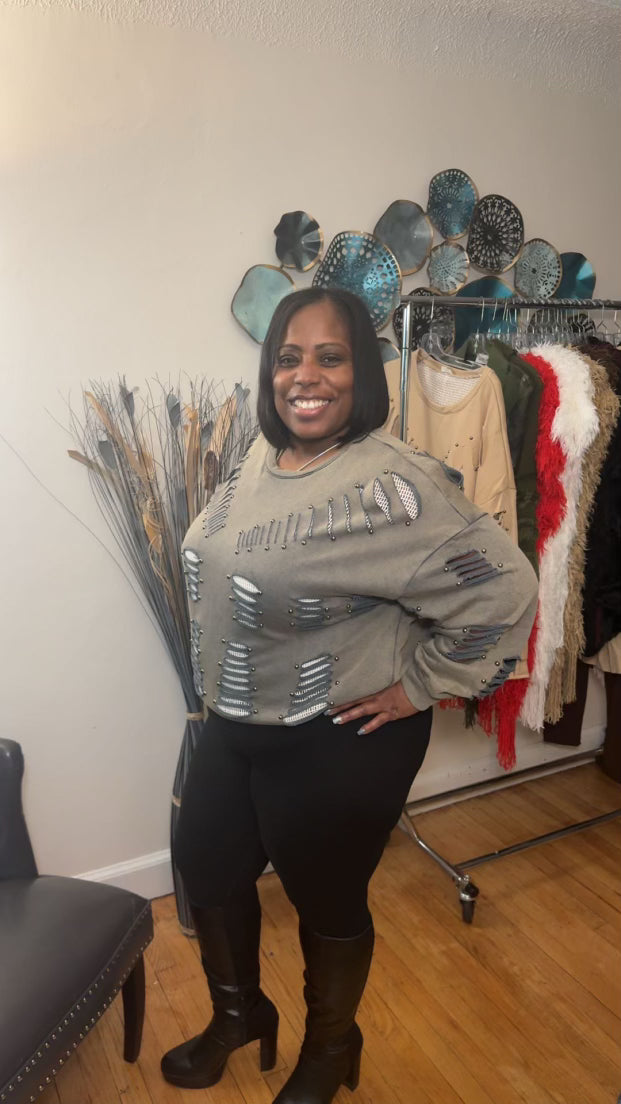 French Studded Oversized Shirt