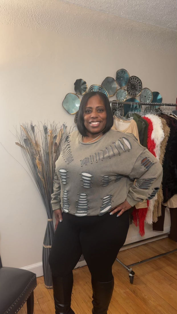 French Studded Oversized Shirt