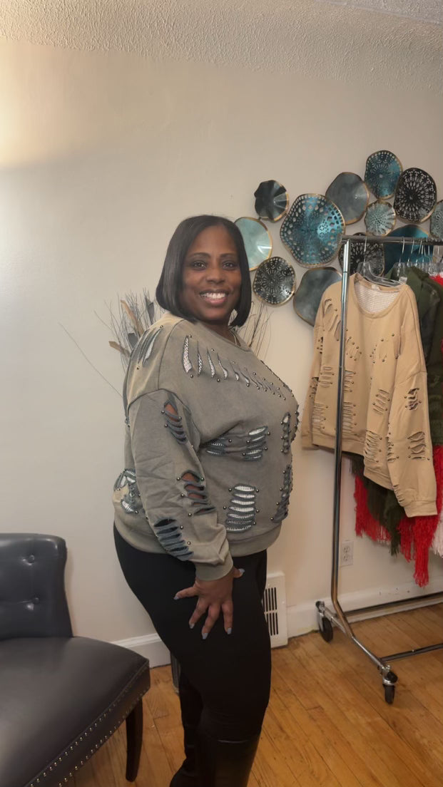 French Studded Oversized Shirt