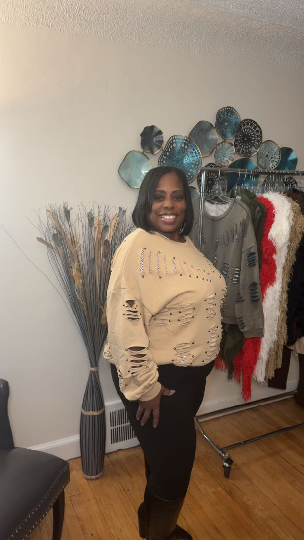 French Studded Oversized Shirt