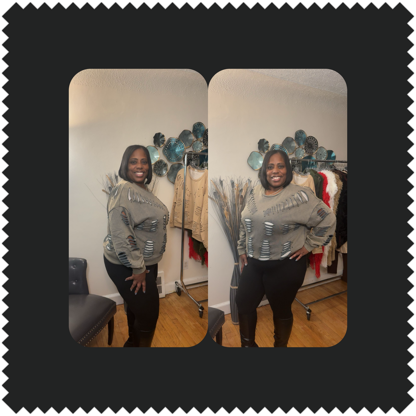 French Studded Oversized Shirt