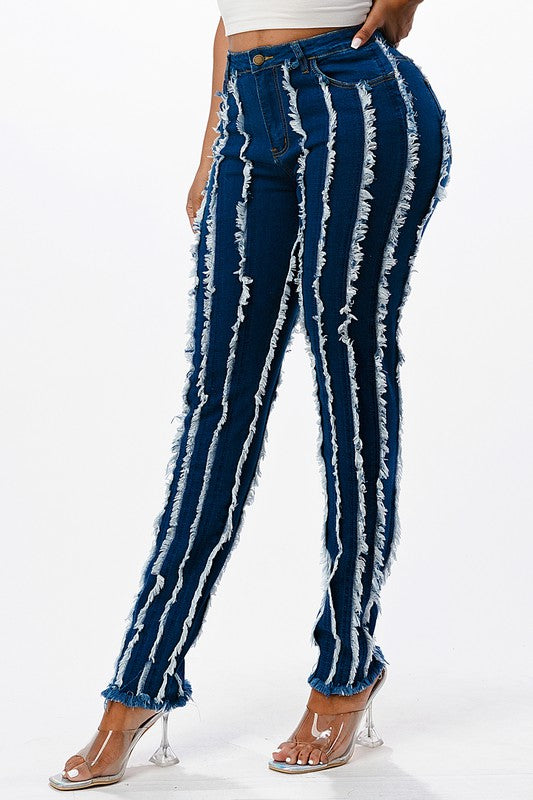 BARRED DENIM SKINNY