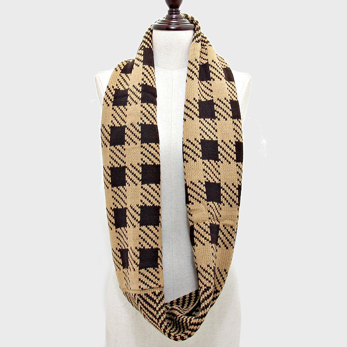 • Plaid Chevron Infinity Scarf Glove HAT 3 PCS Set