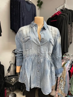 Babydoll Denim Button Shirt