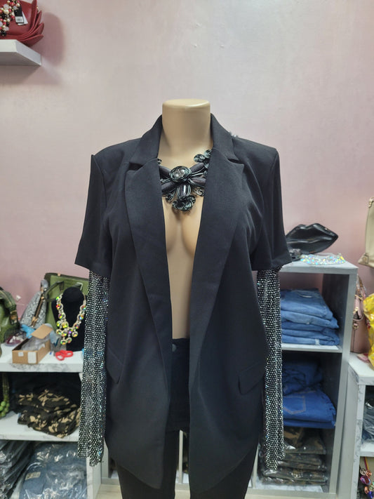 JAZZY RHINESTONE SLEEVE JACKET