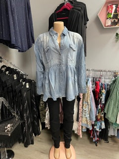 Babydoll Denim Button Shirt