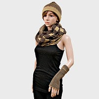 • Plaid Chevron Infinity Scarf Glove HAT 3 PCS Set