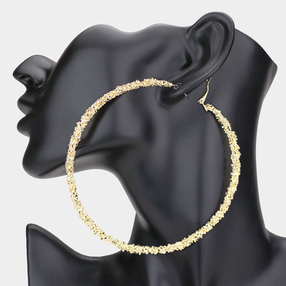 Oversized Textured Metal Hoop Earrings