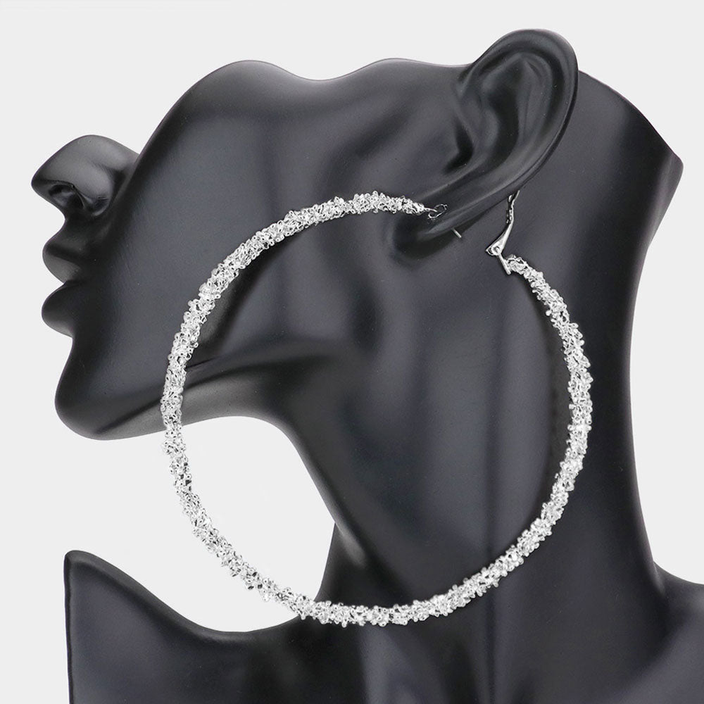 Oversized Textured Metal Hoop Earrings
