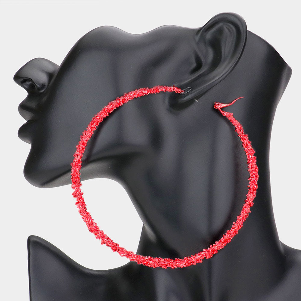 Oversized Textured Metal Hoop Earrings