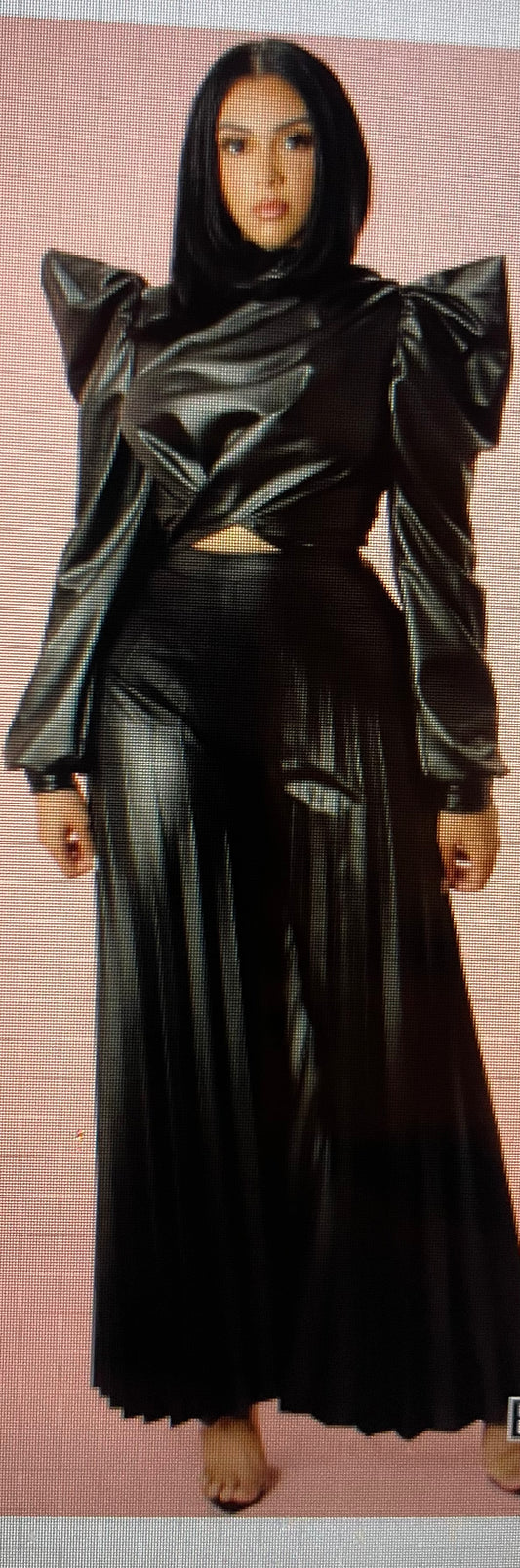 FAUX LEATHER. PLEATED. HIGH WAIST PANTS